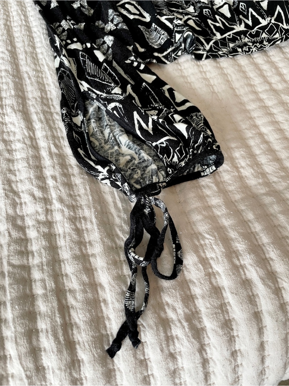 Free People Black and White Printed Long-Sleeve Flowy Blouse - Picture 6 of 9